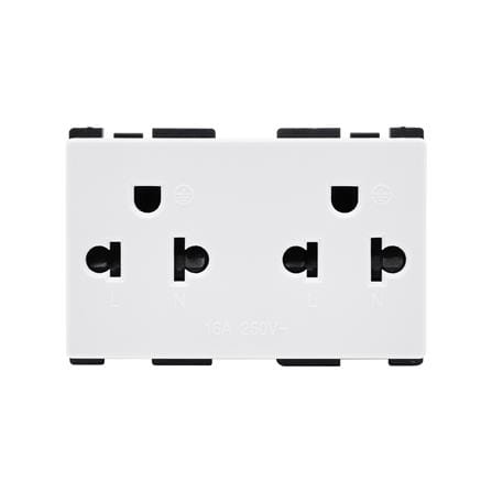 DOUBLE SOCKETS HACO AP-E233 3-PIN WHITE