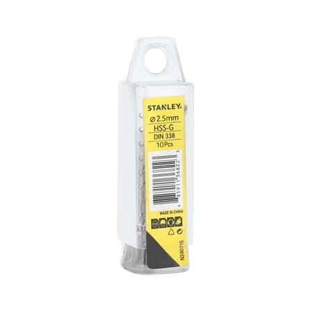 ดอกเจาะเหล็ก HIGH SPEED STANLEY 2.5 มม.แพ็ก 10 ชิ้น_1