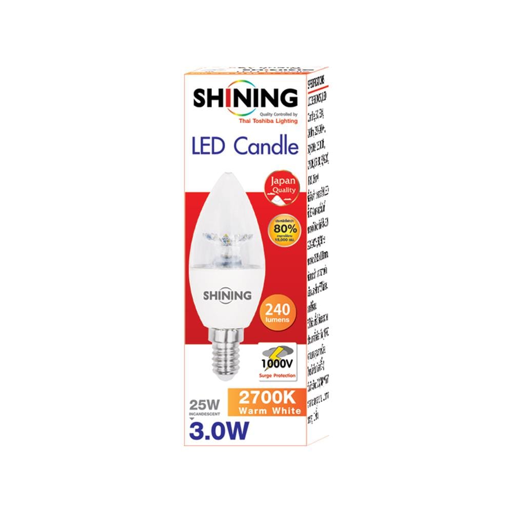 หลอด LED SHINING CANDLE 3 วัตต์ WARM WHITE E14