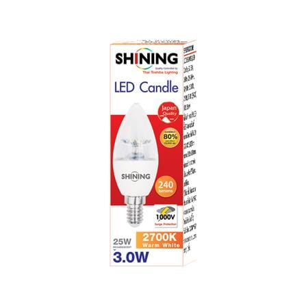 หลอด LED SHINING CANDLE 3 วัตต์ WARM WHITE E14_2