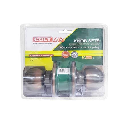 ลูกบิดประตู หัวกลม ฝาใหญ่ COLT A68717 สีทองแดงรมดำ_3