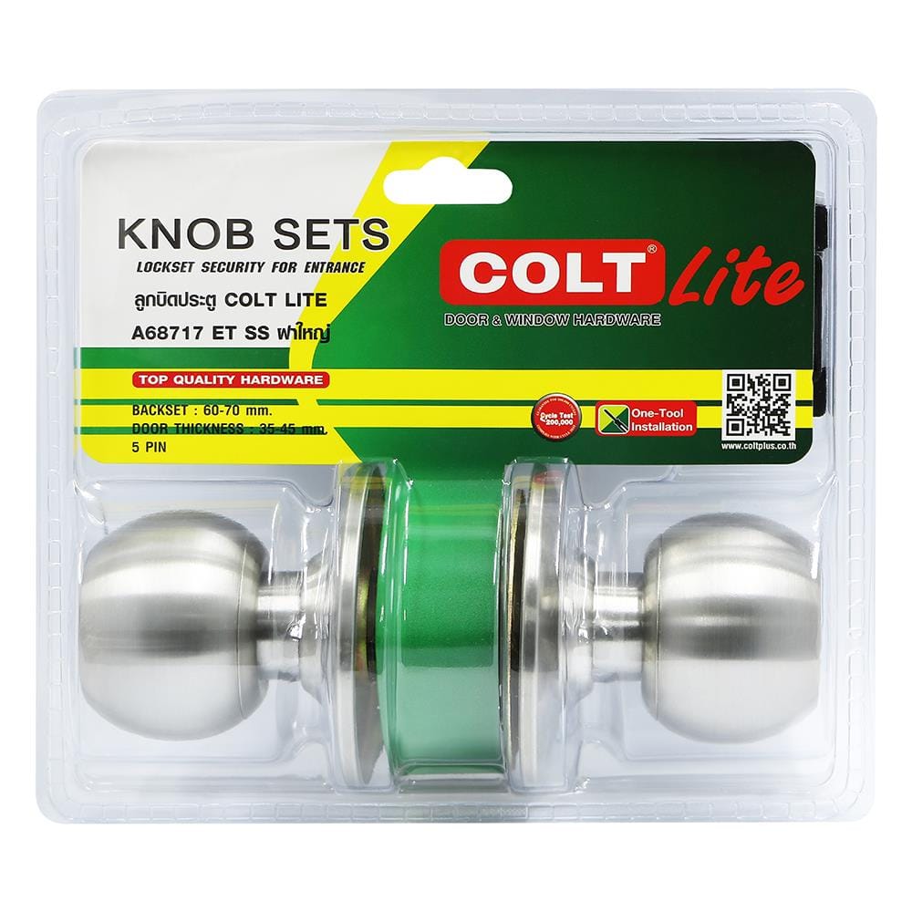 ลูกบิดประตู หัวกลม ฝาใหญ่ COLT A68717 SS สีสเตนเลส