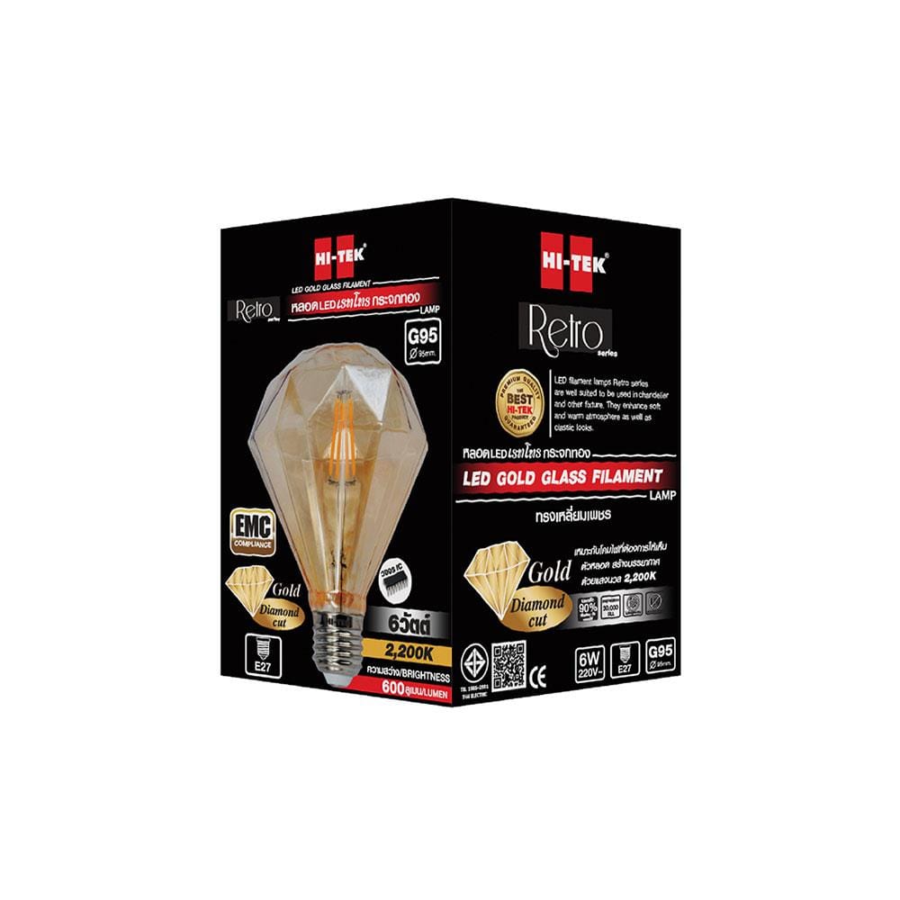 หลอด LED HI-TEK G95 GOLD DIAMOND 6 วัตต์ WARMWHITE E27