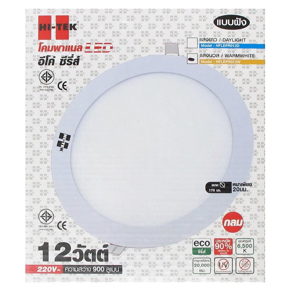 ดาวน์ไลท์ LED HI-TEK ECO HFLEPR012W ROUND 6 นิ้ว 12 วัตต์ WARM WHITE สีขาว