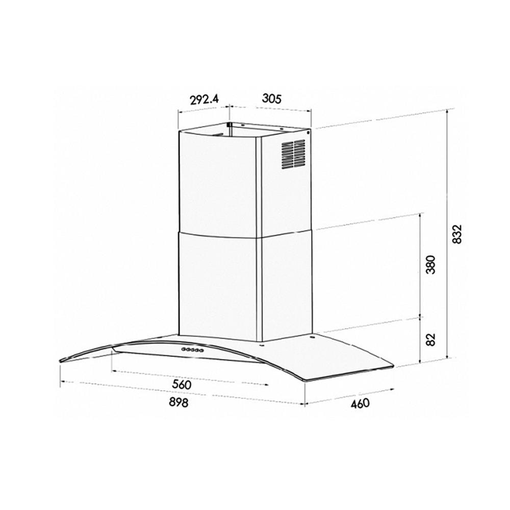 เครื่องดูดควันกระโจม MEX KV737X90-1 90 ซม.