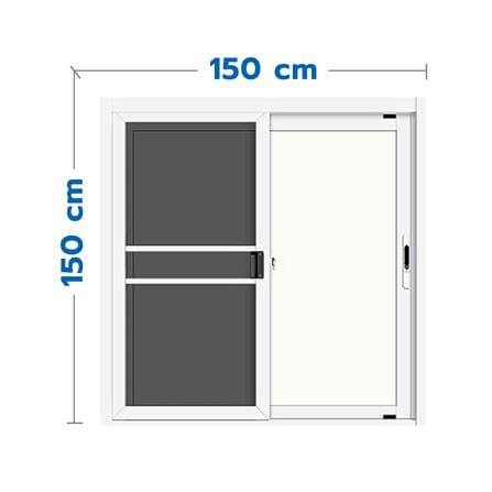 หน้าต่างบานเลื่อน อะลูมิเนียม S-S มุ้ง LYNN GRAND PANO 150X150 ซม. สีขาว