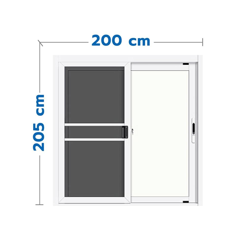 ALUMINUM SLIDING DOOR WITH WIRE SCREEN S-S LYNN PRIME SERIES 200x205CM WHITE