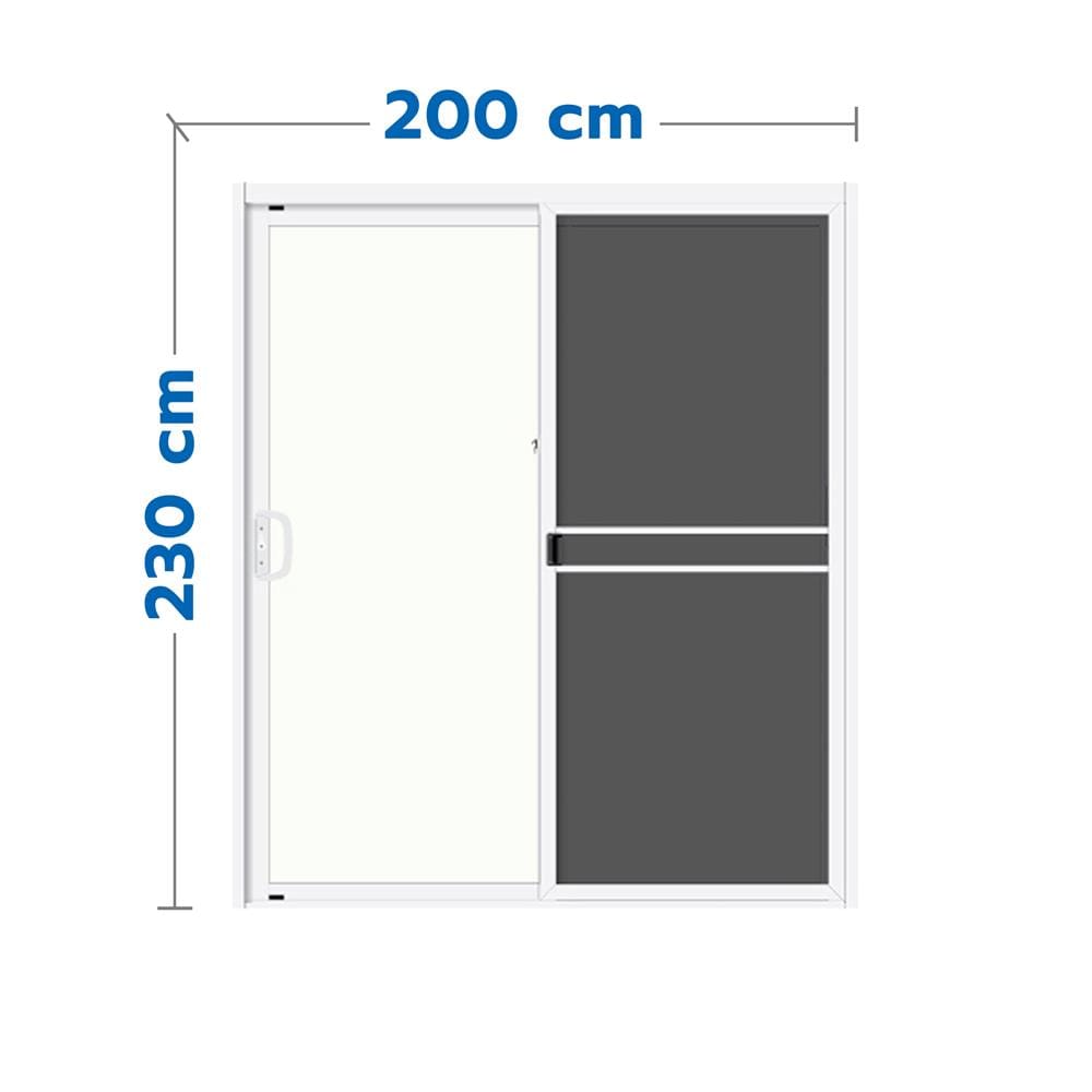 ประตูบานเลื่อน อะลูมิเนียม S-S มุ้ง LYNN GRAND PANO 200X230 ซม. สีขาว