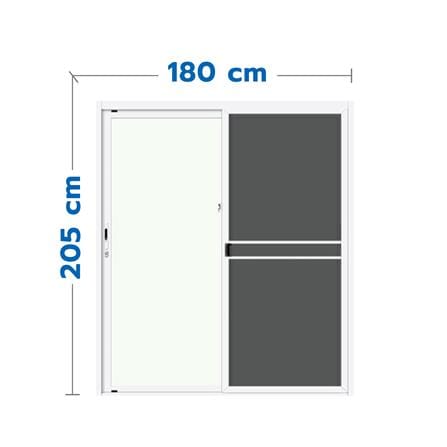 ALUMINUM SLIDING DOOR WITH WIRE SCREEN S-S LYNN PRIME SERIES 180x205CM WHITE