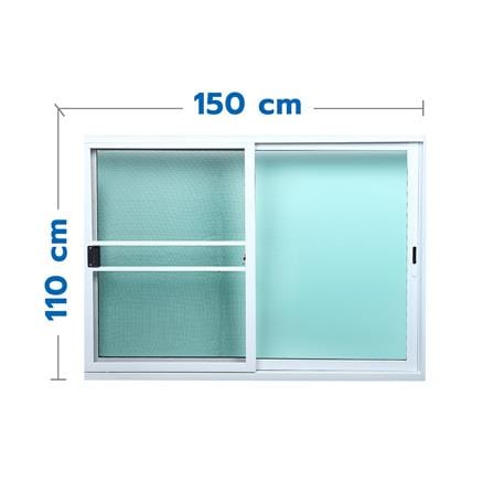 หน้าต่างบานเลื่อน อะลูมิเนียม S-S มุ้ง LYNN PRIME SERIES 150X110 ซม. สีขาว_0