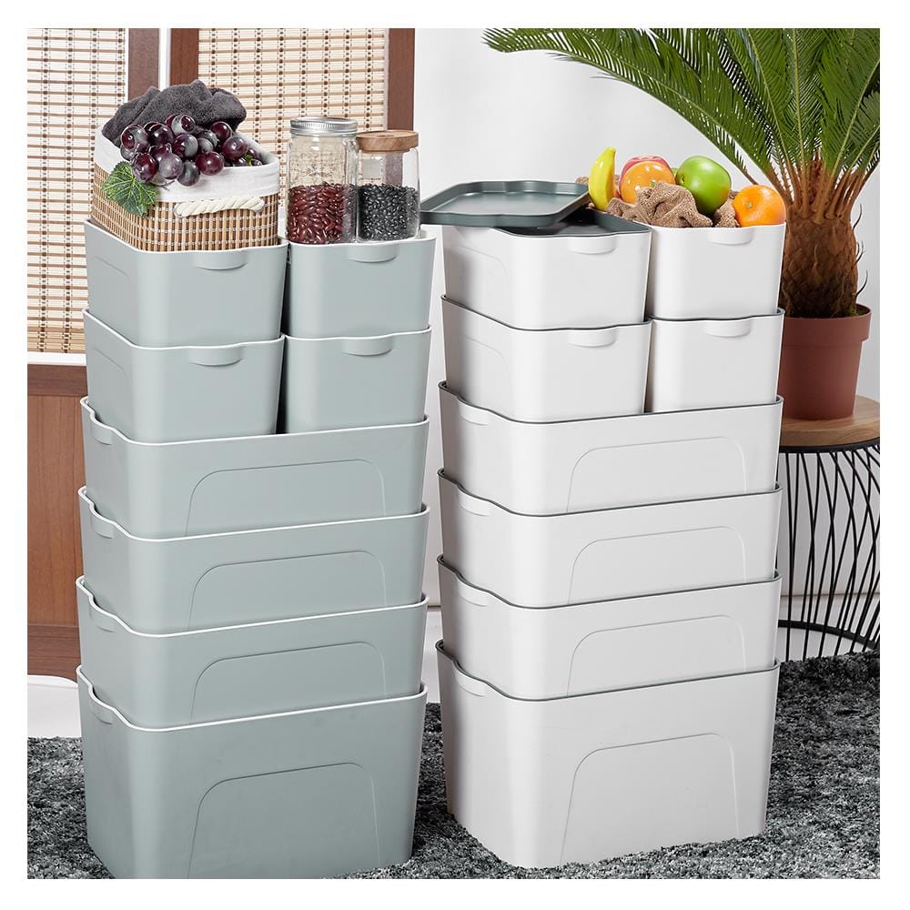 กล่องเก็บของ STACKO LARZE ไซซ์ L 44.5x30x24 ซม. สีขาว ฝาเทา