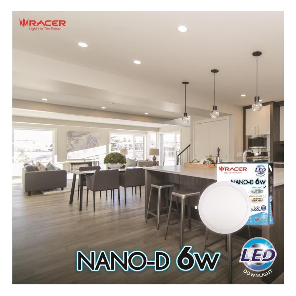 ดาวน์ไลท์ LED RACER NANO-D 4.6 นิ้ว 6 วัตต์ DAYLIGHT สีขาว