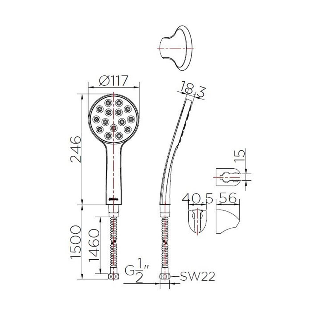 ชุดฝักบัวสายอ่อน 1 ระดับ KARAT FAUCET รุ่น 3D KS-13-211-50 สีโครม