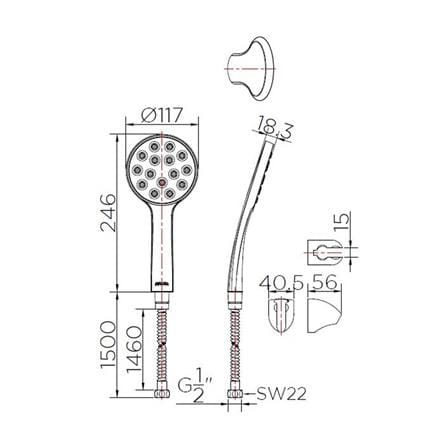 ชุดฝักบัวสายอ่อน 1 ระดับ KARAT FAUCET รุ่น 3D KS-13-211-50 สีโครม_3