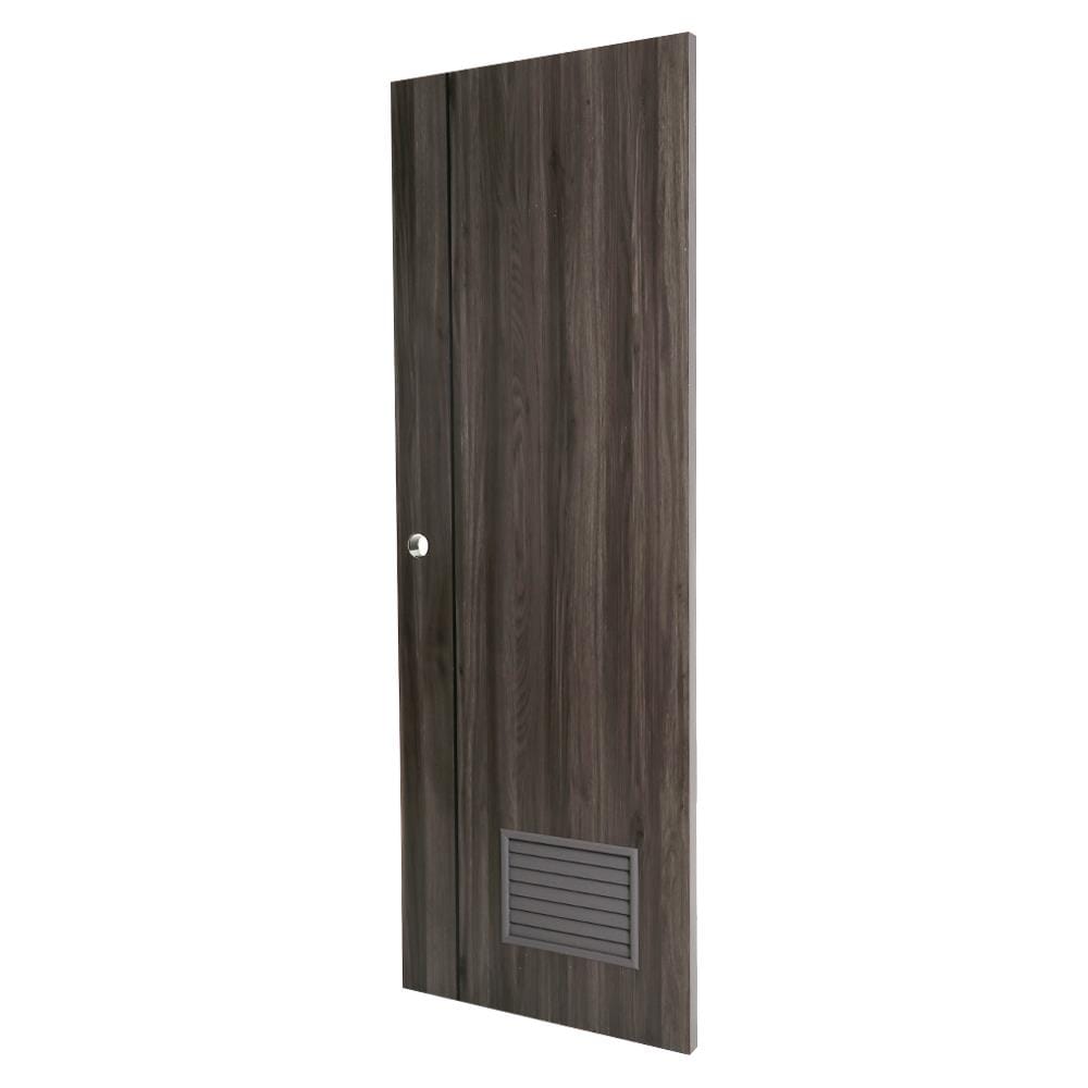 ประตูห้องน้ำ UPVC AZLE LT-05 เกล็ด 70X200 ซม. สี DARK GREY เจาะลูกบิด