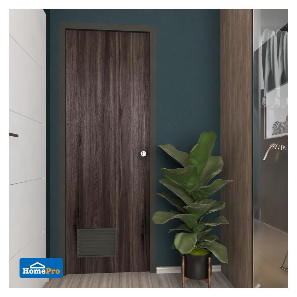 ประตูห้องน้ำ UPVC AZLE LT-05 เกล็ด 70X200 ซม. สี DARK GREY เจาะลูกบิด