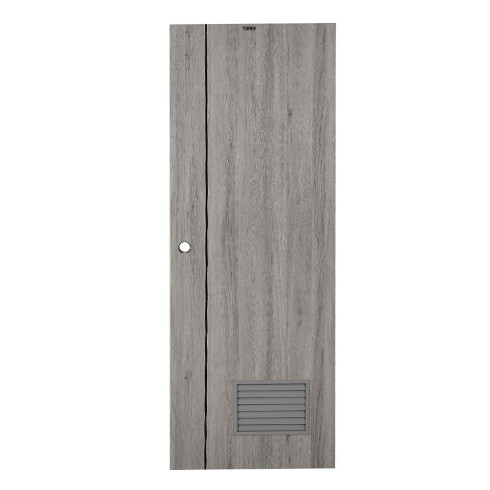 ประตูห้องน้ำ UPVC AZLE LT-05 เกล็ด 70X200 ซม. สี SILVER/GREY เจาะลูกบิด