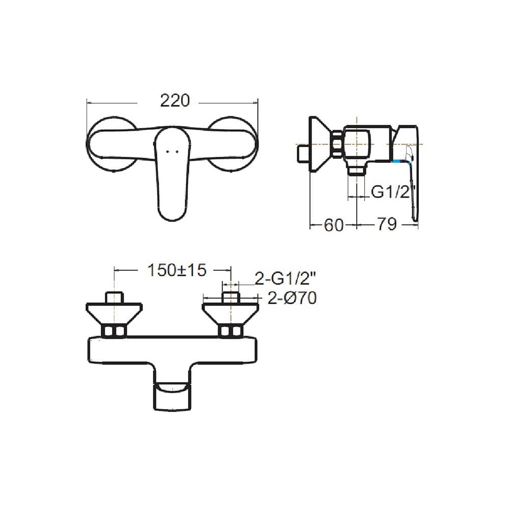 ก๊อกผสมยืนอาบ AMERICAN STANDARD FFASB212-7T1501BT0