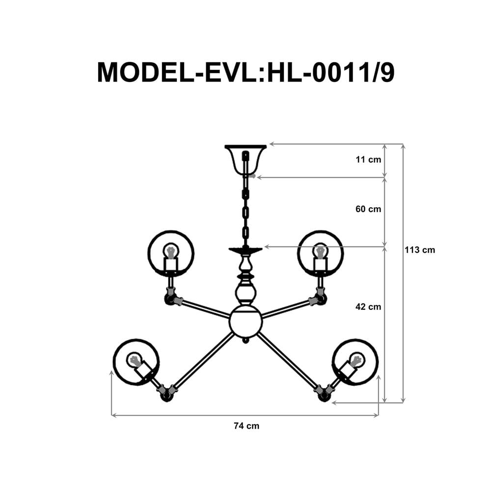 ไฟช่อ EVL HL-0011/9 สีดำ 9 หัว