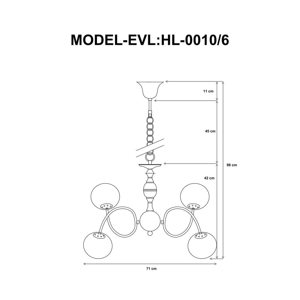 ไฟช่อ EVL HL-0010/6 สีดำ 6 หัว