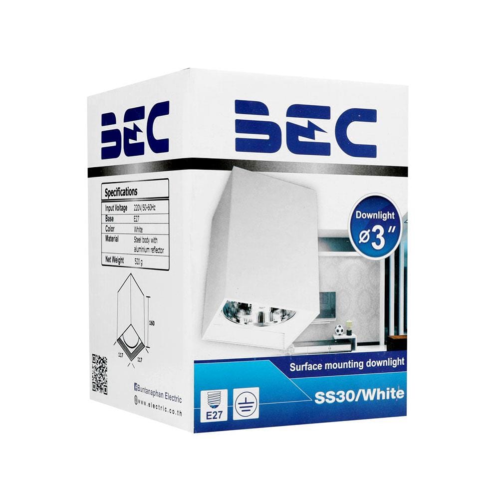 ดาวน์ไลท์ BEC SS30/WHITE เหล็ก 3" เหลี่ยม สีขาว