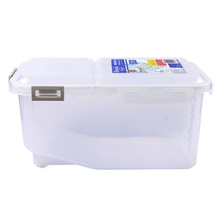 PLASTIC RICE STORAGE CONTAINER + MEASURING CUP SUPER LOCK 6044 6KG WHITE