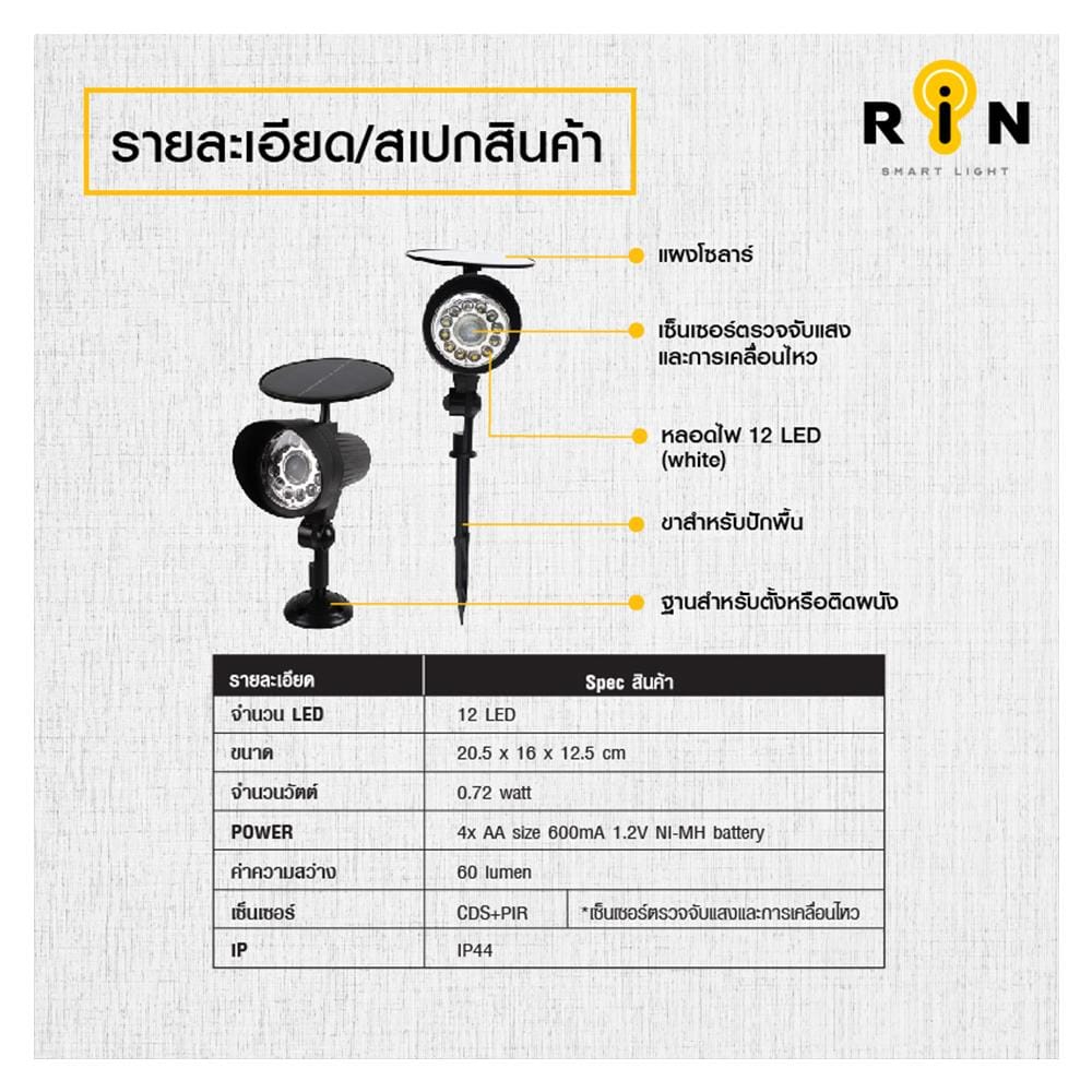 SOLAR GARDEN LIGHT RIN 216101201 BLACK