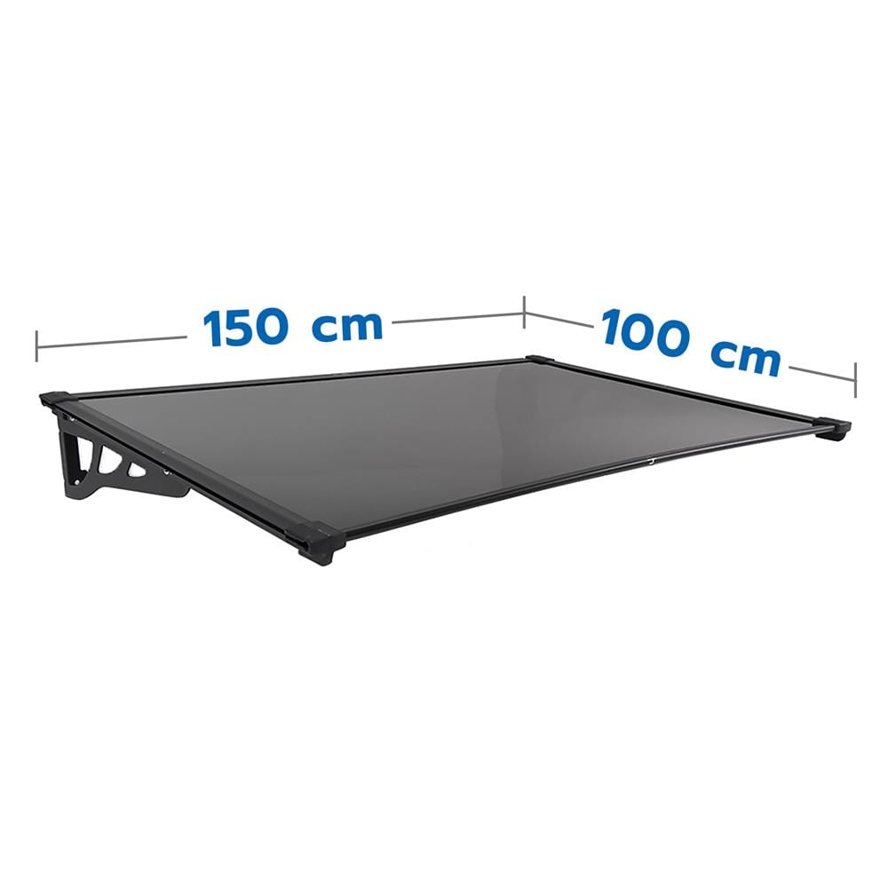 กันสาดโพลีคาร์บอเนต ขาอะลูมิเนียม SUNSHIELD MAX-SERIES 100x150 ซม. หนา 3 มม. สีเทาอ่อน