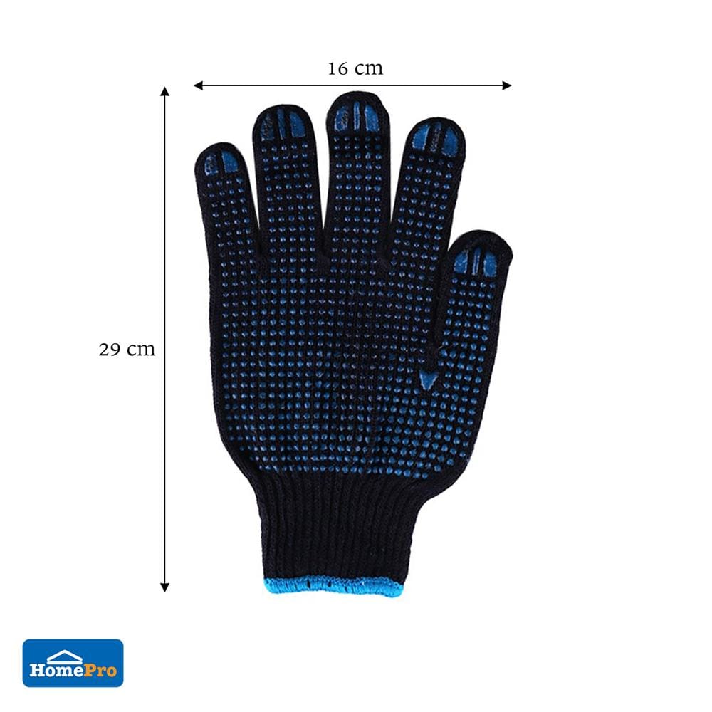ถุงมือทอเสริมจุด PVC FITT LJ 17103 7 นิ้ว สีน้ำเงิน