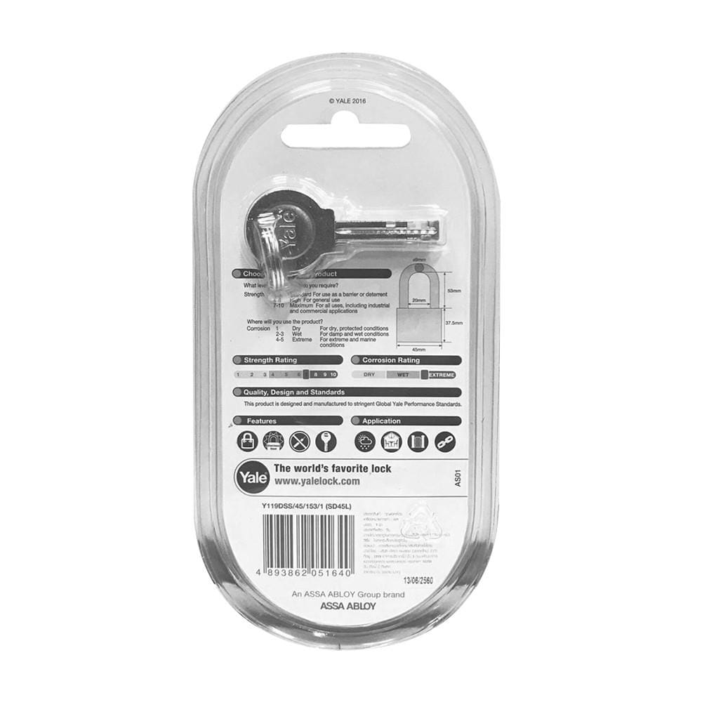 กุญแจลูกปืน YALE Y119DLSS 45 มม.