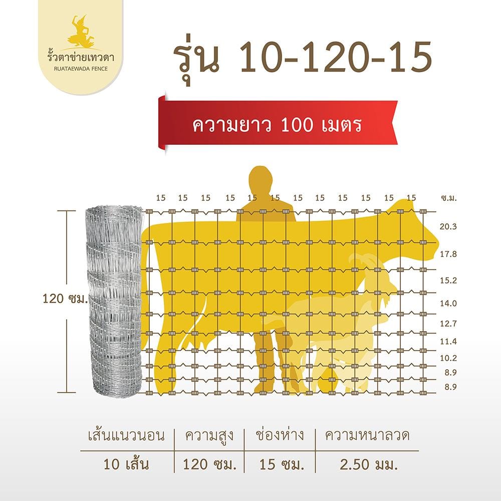 ตาข่ายถักปม เทวดา 10 เส้น 1.20x100 ม.