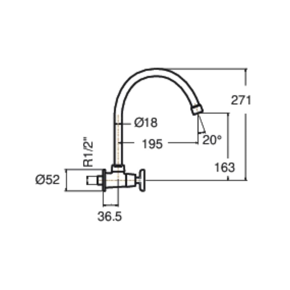ก๊อกซิงค์เดี่ยวติดผนัง AMERICAN STANDARD FFAST707-5T1500BT0