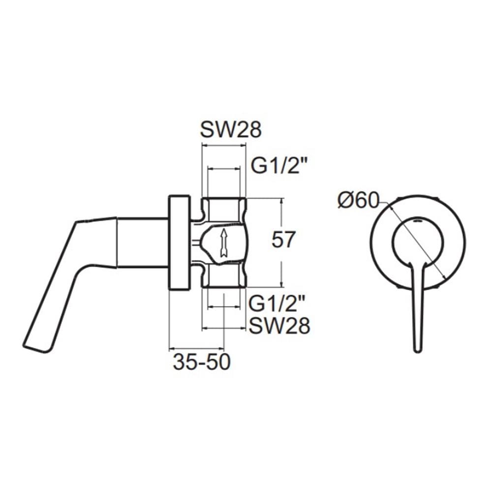 วาล์วฝังกำแพงเดี่ยว AMERICAN STANDARD FFAST605-7T9500BT0