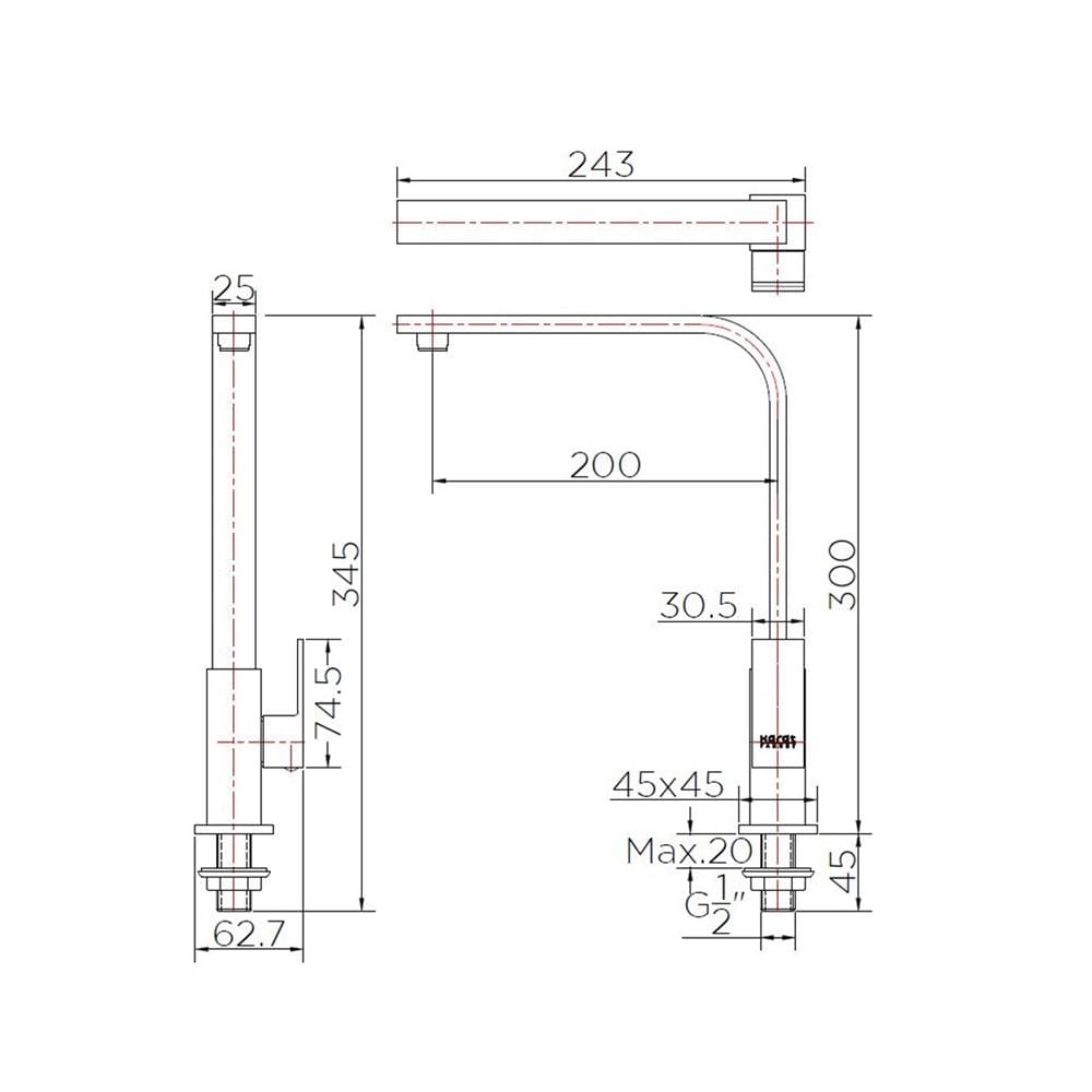 ก๊อกซิงค์เดี่ยวเคาน์เตอร์ KARAT FAUCET KF-25-917-50