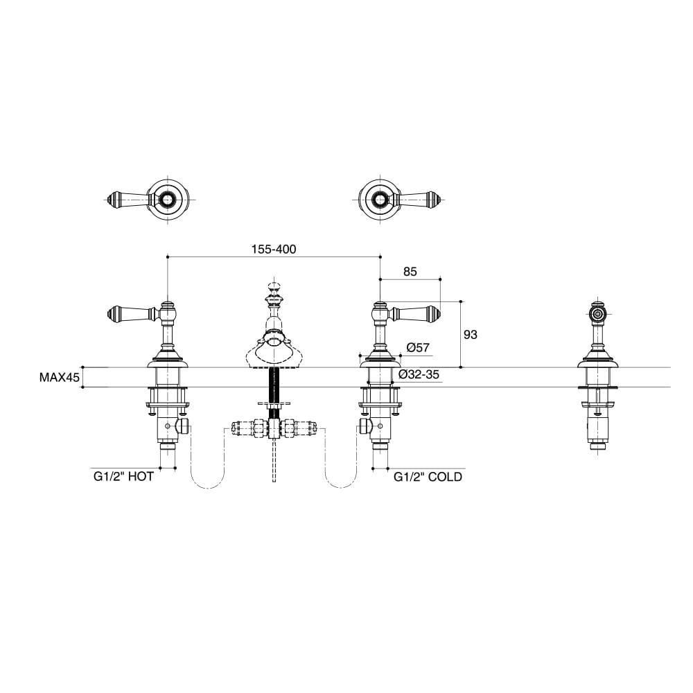 ก๊อกอ่างล้างหน้าผสม KOHLER K-98068T-4-BV