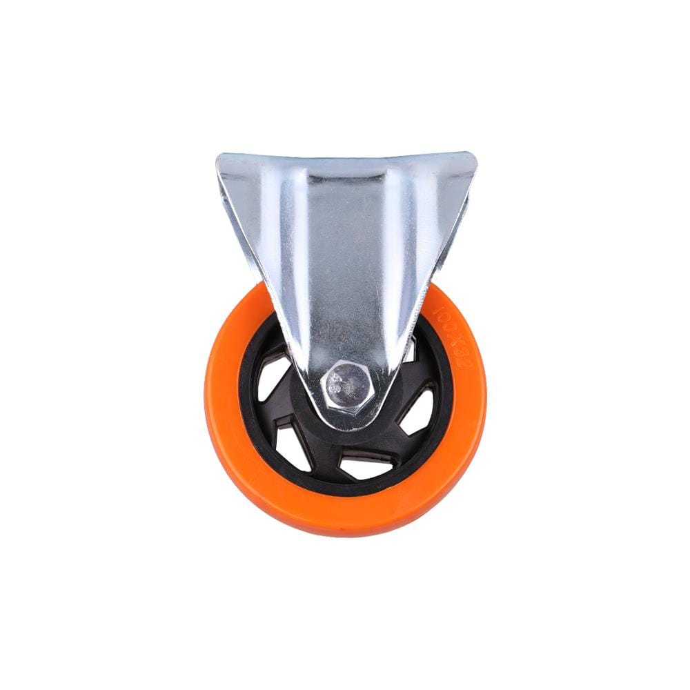 RIGID PLATE POLYURETHANE CASTER WITHOUT BRAKE FITT 748100 4IN ORANGE
