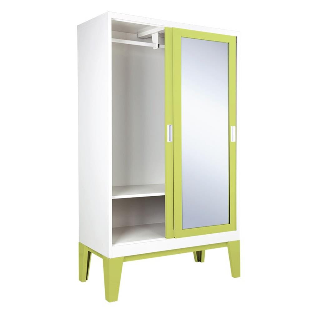ตู้เสื้อผ้าเหล็กบานเลื่อนกระจกเงา KIOSK WD-05 120 ซม. สีเขียว