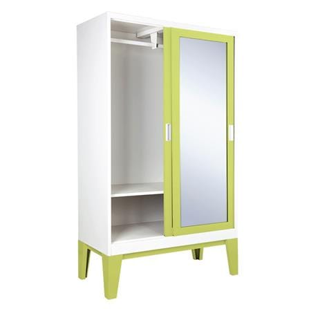 ตู้เสื้อผ้าเหล็กบานเลื่อนกระจกเงา KIOSK WD-05 120 ซม. สีเขียว_2