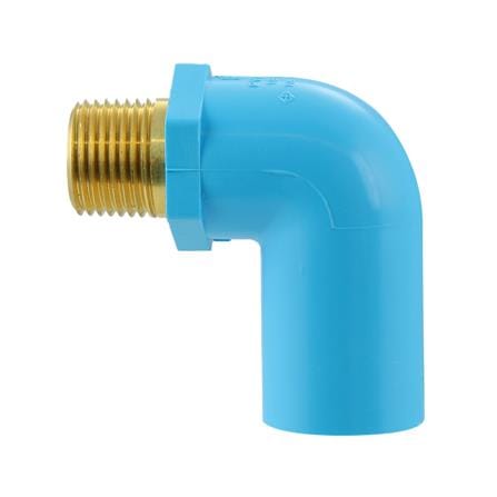 ข้องอ 90 PVC/BRASS เกลียวนอก SCG 1/2 นิ้ว สีฟ้า_1