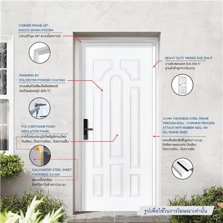 ประตูภายนอกเหล็ก เจาะลูกบิด PROFESSIONAL DOOR L1W 79.2x199.4 ซม. สีขาว_4