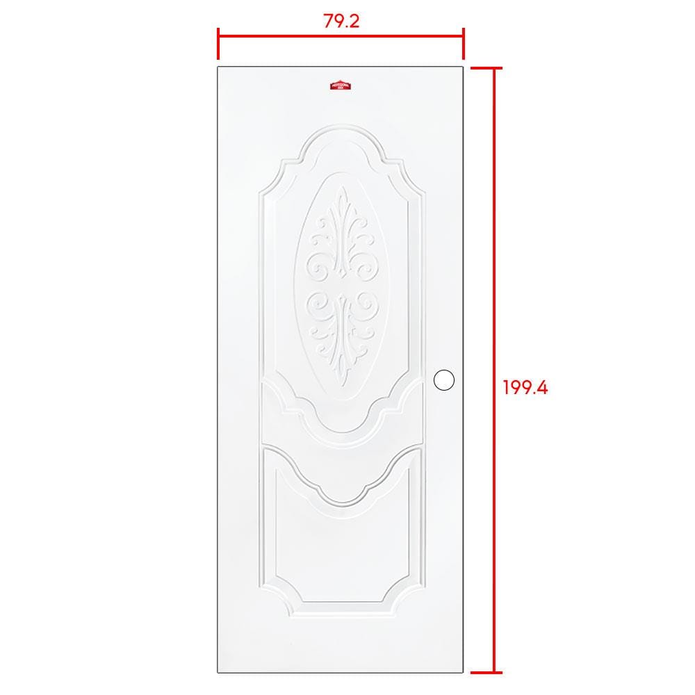 ประตูภายนอกเหล็ก เจาะลูกบิด PROFESSIONAL DOOR R1W 79.2X199.4 ซม. สีขาว
