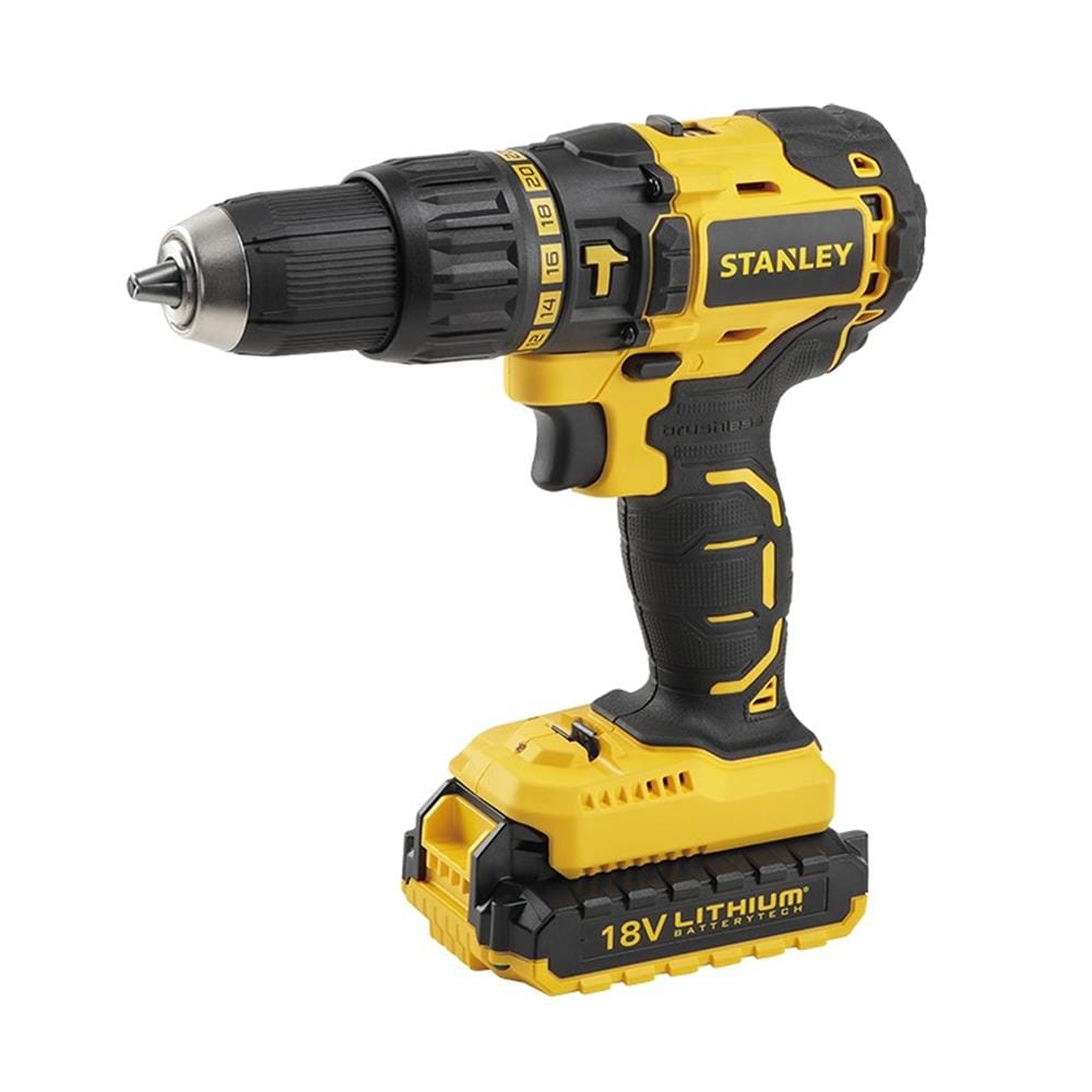 สว่านกระแทกไร้สาย (พร้อมแบตเตอรี่) STANLEY SBH201D2K-B1 18 โวลต์