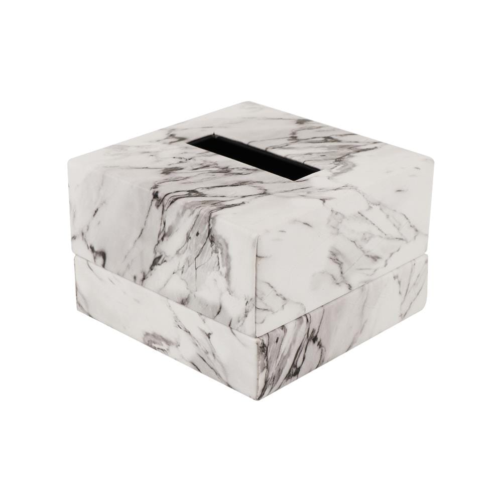 กล่องทิชชู POP UP PVC KAN LEATHER MARBLE สีขาว