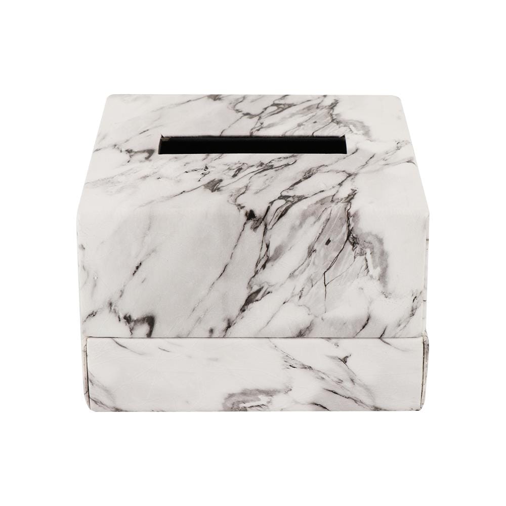 กล่องทิชชู POP UP PVC KAN LEATHER MARBLE สีขาว