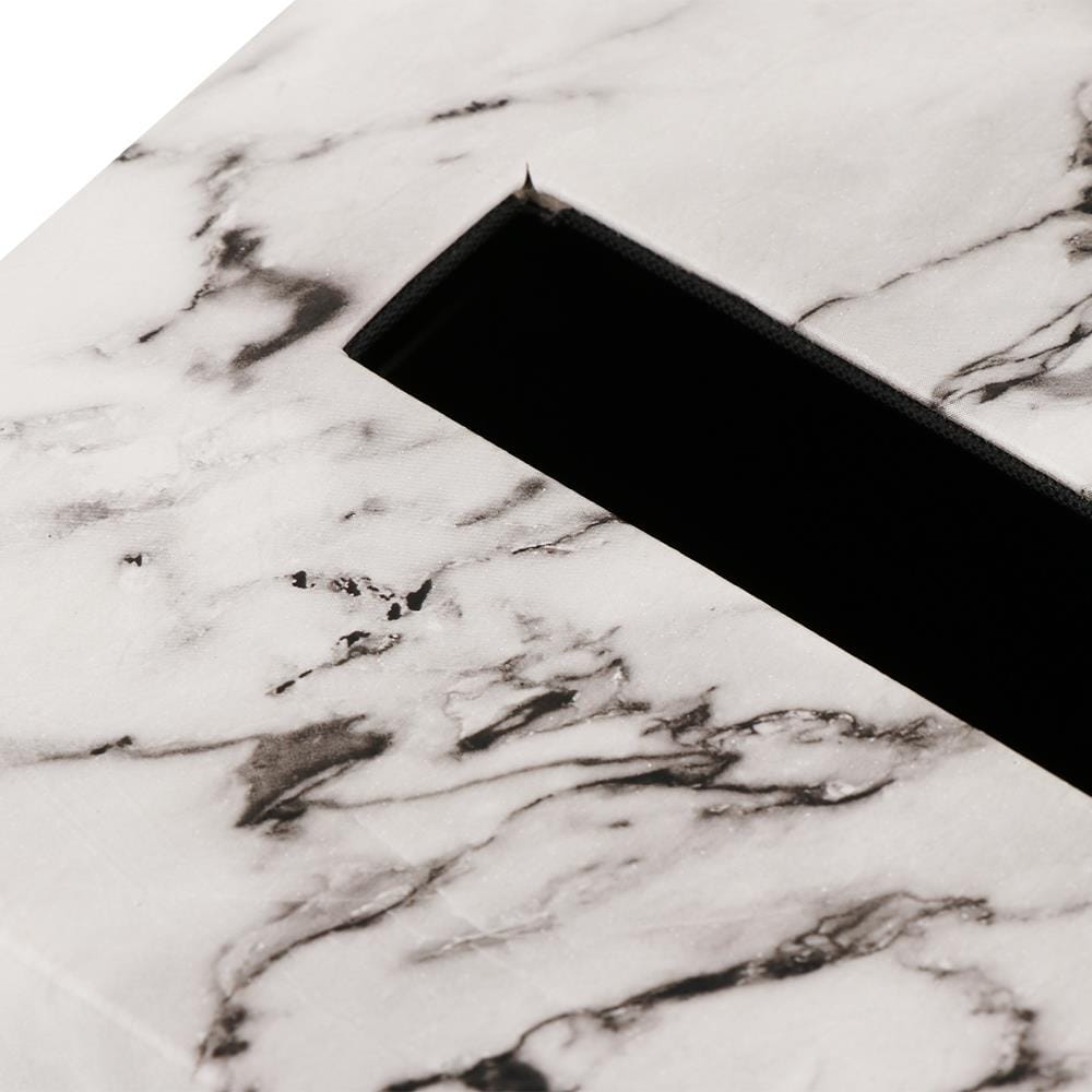 กล่องทิชชู POP UP PVC KAN LEATHER MARBLE สีขาว