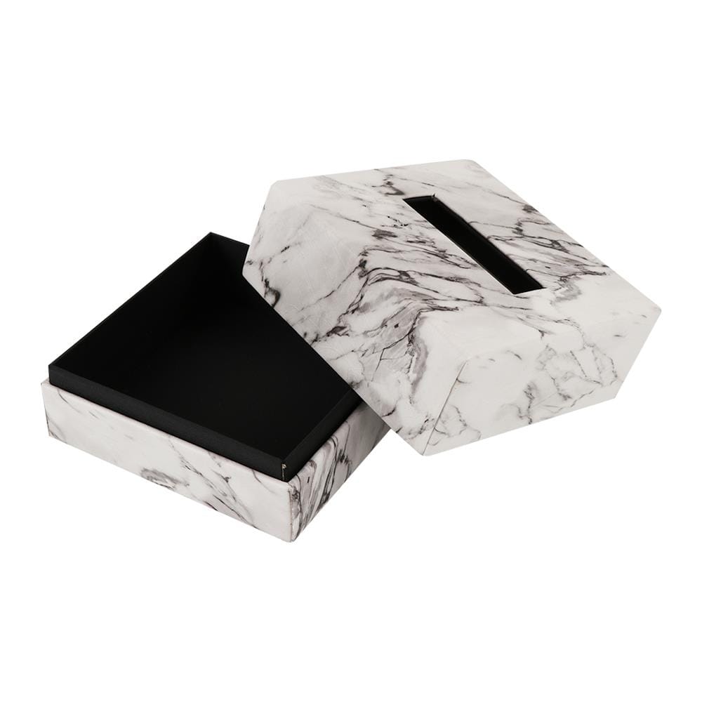 กล่องทิชชู POP UP PVC KAN LEATHER MARBLE สีขาว
