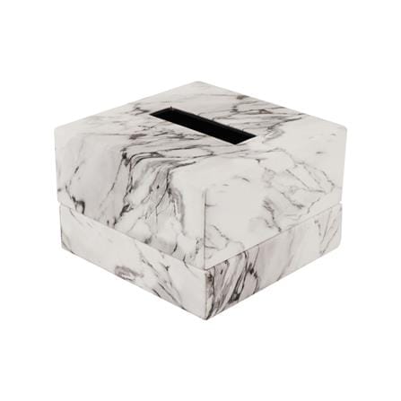 กล่องทิชชู POP UP PVC KAN LEATHER MARBLE สีขาว