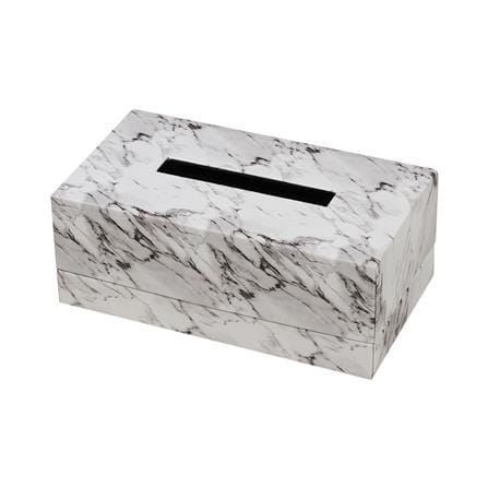 กล่องทิชชูแผ่น PVC KAN LEATHER MARBLE สีขาว_0
