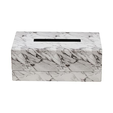 กล่องทิชชูแผ่น PVC KAN LEATHER MARBLE สีขาว_1