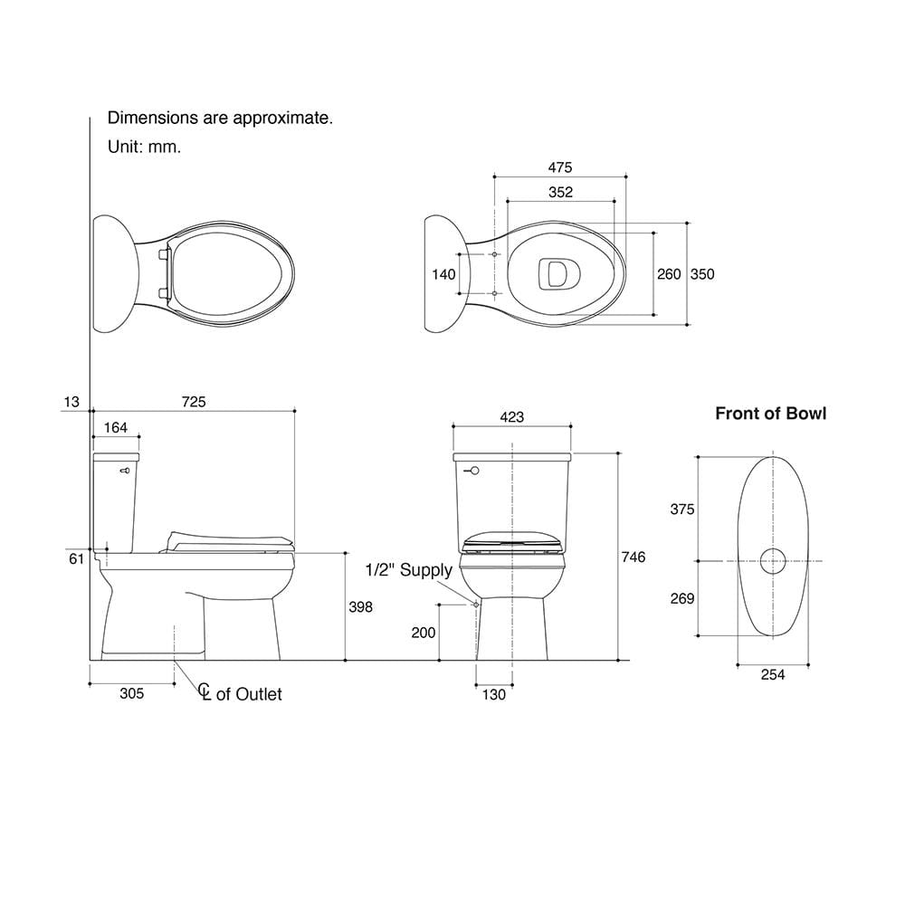 สุขภัณฑ์ 2 ชิ้น KOHLER K-22248K-C-0 4 ลิตร สีขาว